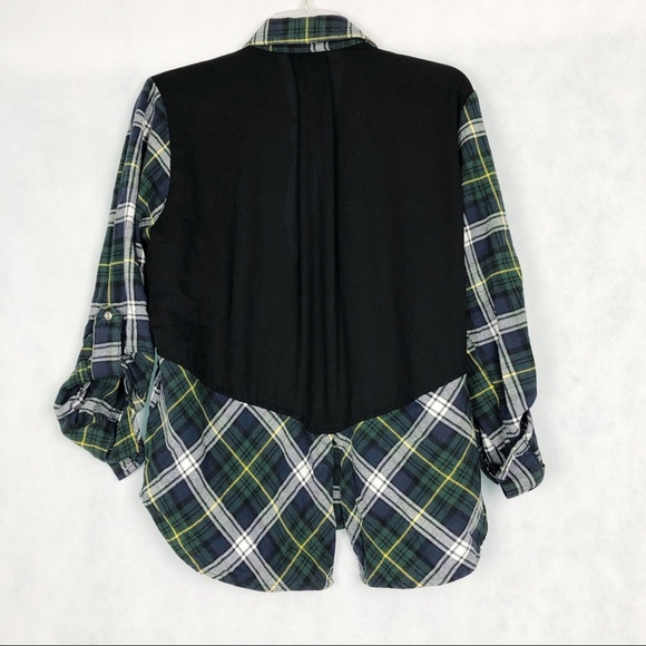 Sam Edelman Plaid Split Chiffon-Back Shirt Size Women’s Size Large - Picture 2 of 4